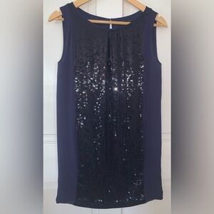 BCBG MaxAzria “South Pacific” Blue Silk Sequin Dress, Size 0.